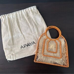 Apaya Olivia Mini Tan and Cream Woven Bag